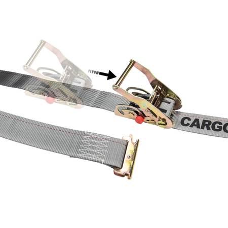 US CARGO CONTROL 2" x 16' Gray Sliding E Track Ratchet Strap w/ Spring E-Fittings SLIDE16SEF-GRY